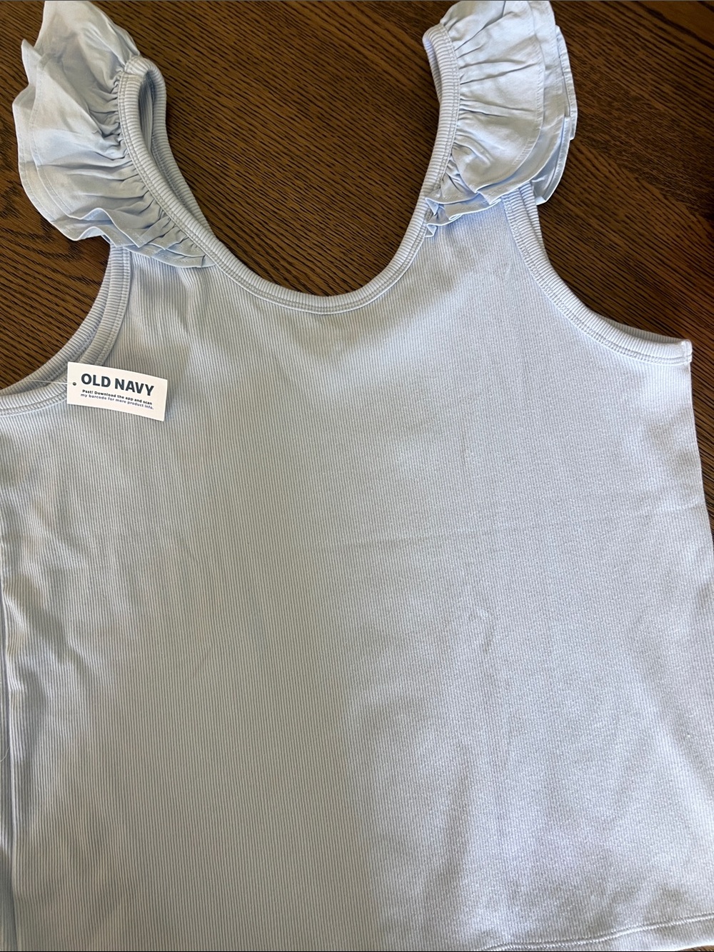 Old Navy Light Blue Ruffle-Strap Ribbed Tank - Picture 5 of 5